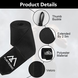 flintronic 2.5 m Boxing Hand Wraps for Men and Women, Black