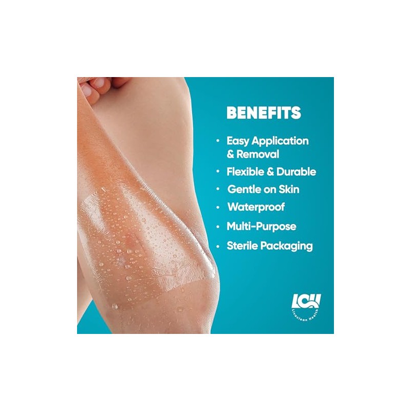 50 Pack Waterproof Transparent Film Dressings - 2 Sizes