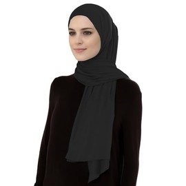 Lina & Lily Breathable Premium Modal Woven Hijab Head Scarf Shawl Wrap for Muslim Women Lightweight (Black)