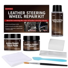 Black Leather Steering Wheel Repair Kit – Steering Wheel Restoration Kit –Leather Scratch Repair, Scuffs, and Tears on Leather Steering Wheels – Bring Back The Original Look with Ease