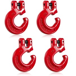 Therwen 4 Pack 5/16" G80 Logging Chain Choker Hook Slip Metal Log Hook with 2 Tons 4400lbs Working Load Limit, Red
