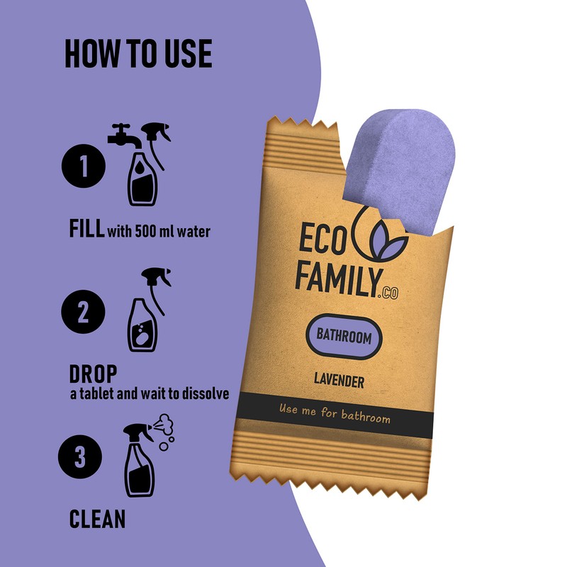 Eco Family, Bathroom Cleaning Tablets Refill (6x 8g) | Eco-Friendly,