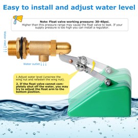 ZHEQOGZH Brass Float Valve 3/4 Inch Water Float Valves with Adjustable Arm, Livestock Water Tank Float Valve Switch Brass Float Ball Valve Shut Off Pool Auto Fill Valve for Automatic Waterer