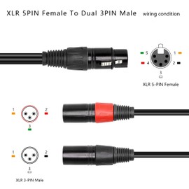 XMSJSIY XLR 3 Pin Male to XLR 5 Pin Female 50cm Audio Cable for Microphone, Mixer, Equalizer, Amplifier, Bass, DMX Light