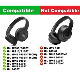 Yizhet Ersatz Ohrpolster Kompatibel mit JBL T500BT T450BT TUNE510BT TUNE520BT, JBL JR300BT 310BT Kopfhörer mit Memoryschaum (PU Weiß)