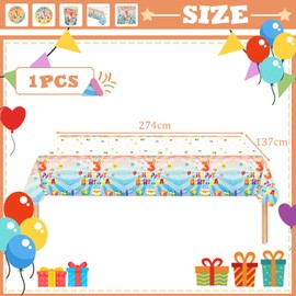 137*274cm 3rd Birthday Table Cloth for Girl,Boy,Colourful Kids Third Birthday Table Decorations Plastic Tablecloths Disposable Tablecover for Girls Boys Kids 3rd Birthday Gifts Party Decor Supplies