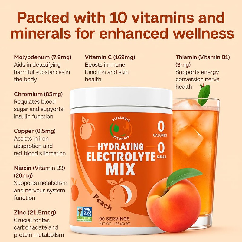Vitalogix Naturals Natural Electrolyte Powder Mix – No Sugar, Low
