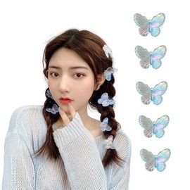 OWIEOW Radium Butterfly Hairpin Set of 5 Hair Clips Cute Dakar Hair Ornaments Hair Accessories Party Women (Blue)