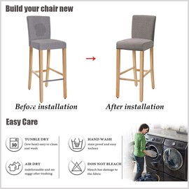JUNZHE Bar Stool Covers, Stretchy, Removable, Washable Chair Cover for Short Rotating Dining Room Chair Backrest Chair Bar Stool Chair Covers (Light Grey, Set of 2)
