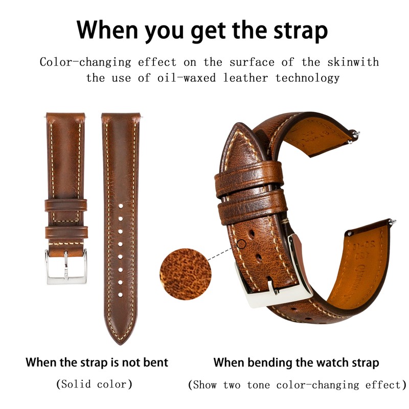 Gomvadr Quick Release Leather Watch Band 14mm 16mm 18mm 19mm