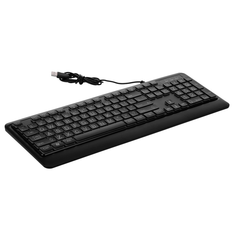 Wired Large Print Keyboard White Bold Jumbo Letters Silent Backlit
