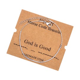JoycuFF God is Good Morse Code Bracelets for Women Motivational Christmas Gifts for Mom Daughter Sister Best Friend Teen Girls Encouragement Empowerment Funny Inspirational Jewelry for Her