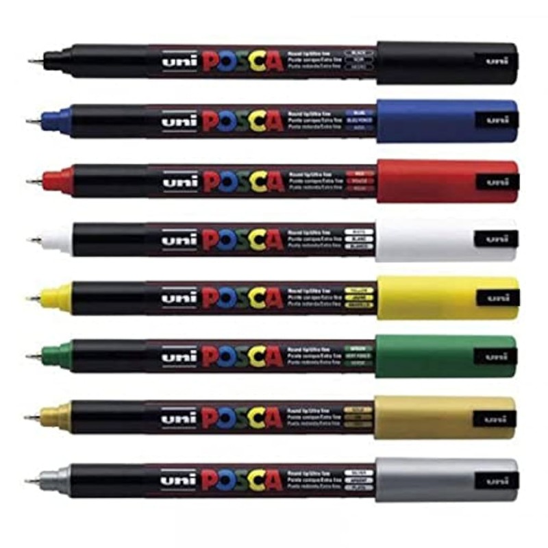 Uni-Ball Uniball POSCA PC-1MR Ultra Fine Marker Pens THE SET