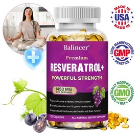 Premium Resveratrol 1 450mg Antioxidant Supports a Healthy Immune System, 3 Count, 120 Servings / 프리미엄 레스베라트롤 1 450mg 항산화제 건강한 면역체계 지원, 3개, 120회분