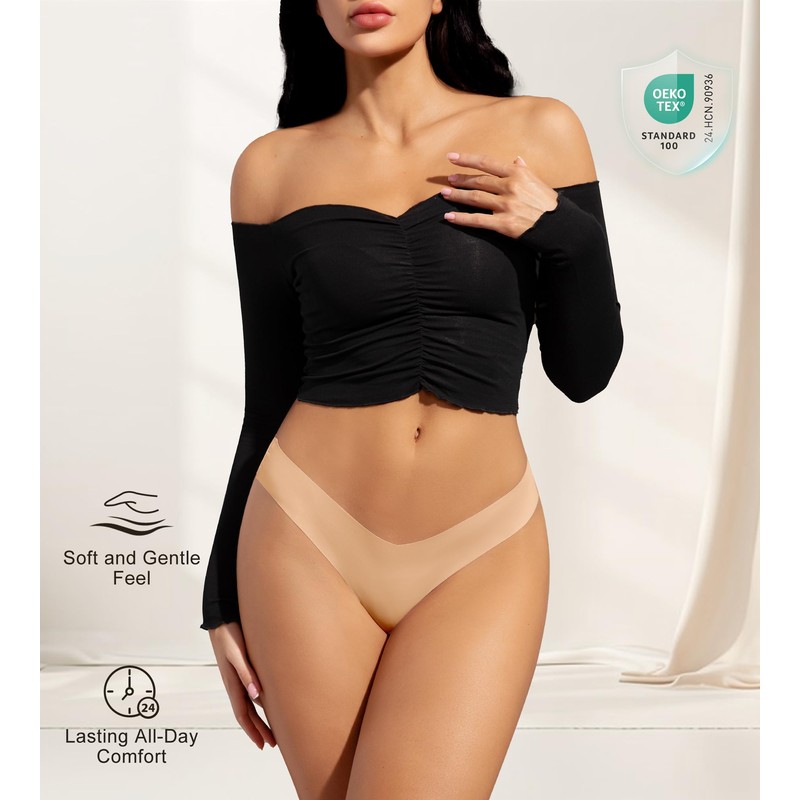 DEANGELMON Women Seamless Bikini Cheeky Underwear Invisible No Show Panties