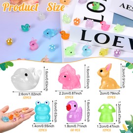 GSrenyu 120 Pcs Mini Resin Animals, Luminous Mini Animals Mini Resin Ducks, Frogs, Rabbits, Dinosaurs, Mushrooms, Dolphins Resin Animals Mini Figures for Garden Landscape Dollhouse Decor DIY Craft