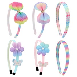 Semato 6 Pcs Glitter Headbands for Girls Hairbands for Girls Hair Accessories Toddler Headband Little Girl Hair Accessories (Multiple-2)