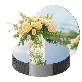 12PCS Round Mirror Plates for Centerpieces, Mirror Trays 12inch Flat Circle Mirrors for Tables Mirror Centerpieces, Circle Mirror Candle Plates for Table Centerpieces Wedding Party Centerpieces