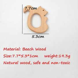 2pcs Lovely Cartoon Wood Pure Natural Animal Shape Beech Wooden Handmade DIY Necklace Pendant Decorations (Squirrel)