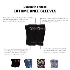 Gunsmith Knee Support - 7 mm Neoprene Knee Support Weightlifting Knee Support for Men and Women - Ultra Comfort Strong Grip Knee Support for Squats, Deadlifts, Powerlifting and Bodybuilding