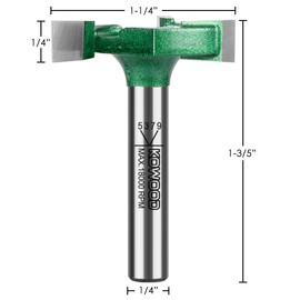 CNC Spoilboard Surfacing Router bit, 1/4'' Shank, 1-1/4'' Cut Dia, 1/4'' Cut Length, 3 Wings, Professional Woodworking Tools by KOWOOD PRO