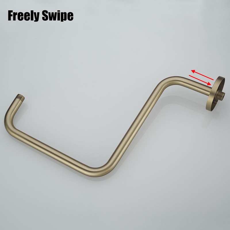RANDOM 16 inch Brushed Gold Shower Head Riser Pipe,S Shaped