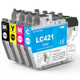 LC421 LC 421 Cartridges Compatible with Printer Cartridges Brother LC421 LC-421val Ink Cartridges for Brother DCP-J1050DW MFC-J1010DW DCP-j1140DW (Pack of 4)