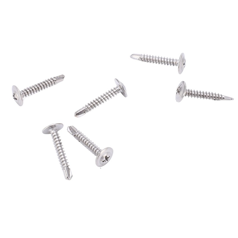 100Pcs Self Drilling Screw M4.2x25 Round Washer Stainless Steel Fastener
