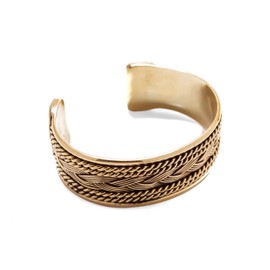 FANIA Wide Bangle Diameter 6 cm Friendship Jewellery Vintage Antique Bronze, Fabric, without stone