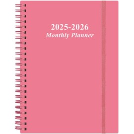 2025-2026 Monthly Planner - January 2025 - June 2026, Two Pages Per Month, 18 Monthly Calendar/Planner with Tabs, Strong Twin-Wire Binding, Inner Pocket, 6.4" x 8.5", Pink