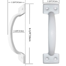 WEBI Gate Handle,Cast Iron Barn Door Handle,Vintage Metal Fence Handle Gate Pull for Outdoor,Garage,White,4 Packs