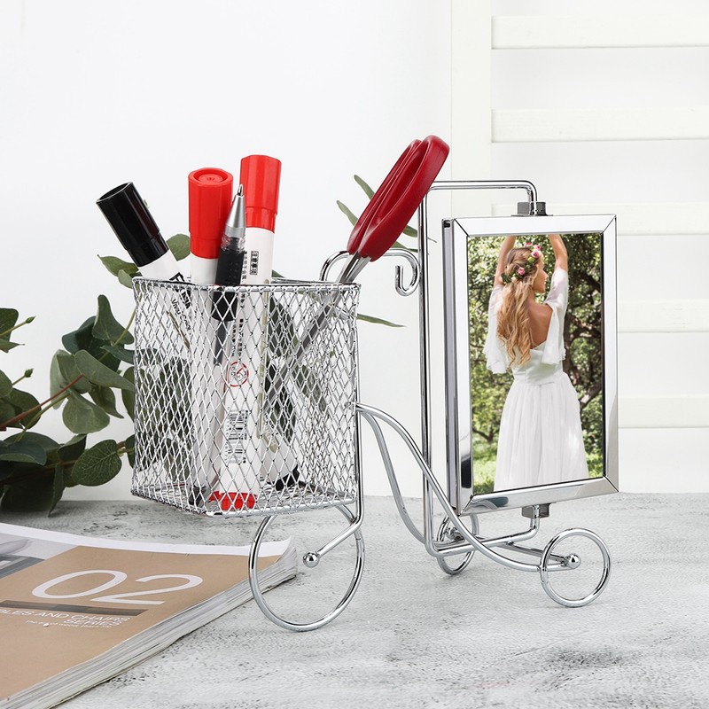 Unique Bicycle Shape Metal Picture Photo Frame Pen Holder Home