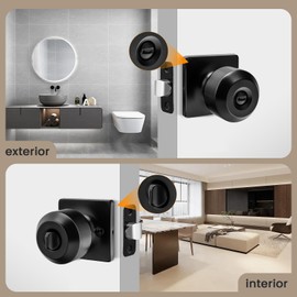 goldenwarm Black Door Knobs Interior, Matte Black Privacy Interior Door Knob, Square Interior DoorKnobs for Bedroom, Bathroom, (6 Pack)