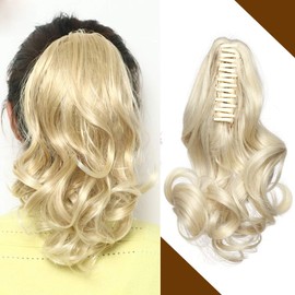 Braid Hairpiece Like Real Hair, Ponytail Hair Extensions, Wavy Ponytail Extension with Butterfly Clip, 110 g, 12 Inches (30 cm) Bleach Blonde