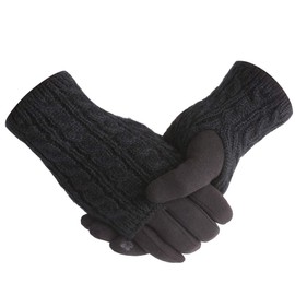 Belle Dame Women’s Knitted Touchscreen Gloves Texting Gloves Winter Gloves Driving Gloves Warm Lining (GL513-BK)