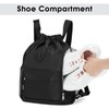 WANDF Drawstring Backpack Sports Bag with Shoe Compartment Water Resistant