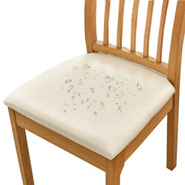 HOMECOVER PU Seat Cover, 4 Piece Chair Cover Waterproof Durable Removable Stretch Seat Cover for Dining Chair-4 Pieces-Cream White