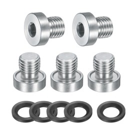PATIKIL M8 x 1 Stainless Steel Pipe Plug 5 Pcs Metric Male Internal Hex Thread Socket Pipe Plug Hex Head Fitting with Rubber Washer for Sealing Water Oil Gas Pipeline
