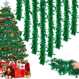 Aitsite Tinsel Christmas Tree, 8 Pieces Christmas Garland, Tinsel Garland, Christmas Outdoor Christmas Garlands, Decorated with Stars, Christmas Decoration Garland, Christmas Tree Decoration, Green