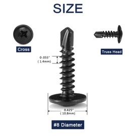 #8 Screws Assortment Set 210Pcs Sheet Metal Screws 410 Stainless Steel Truss Head Fast Self Tapping Screws Black Oxide by SG TZH