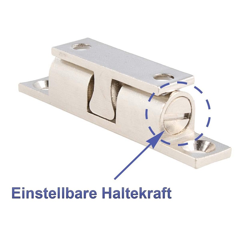 MS Beschläge Double Ball Catch Brass - Furniture Lock Adjustable