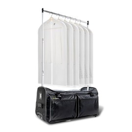 Ecogear Dance Bag with Garment Rack, 28 Inch Rolling Duffel Ideal for Dance Competition & Travel, Wheeled Upright Luggage with Easy-assembly Lightweight Aluminum Clothes Rack, Black/Gray