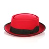 Ferrecci Red/Black Wool Felt Porkpie Hat with Grosgrain Ribbon and