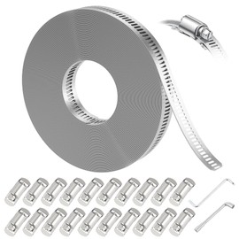 Ailbiuko Hose Clamps Assortment Kit,Worm Gear Duct Pipe Hose, 32.8FT 304 Stainless Steel Band Fittings Strap DIY Large Adjustable Metal Bolt with 20 Fasteners Screw for Plumbing Auto Tube Fuel Line