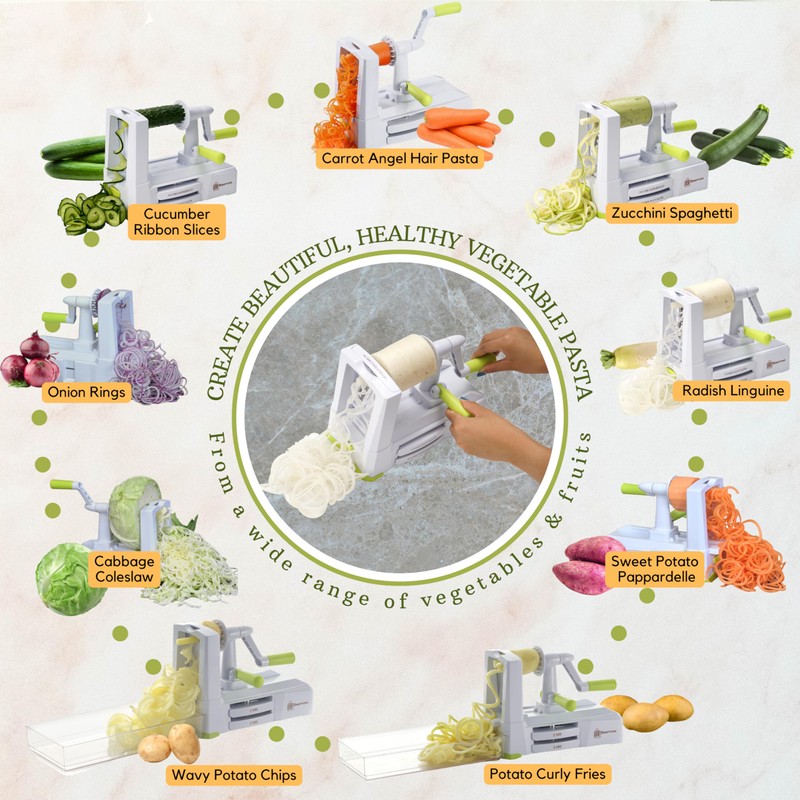 Brieftons 7-Blade Vegetable Spiralizer: Strongest-Heaviest Spiral Slicer, Best Veggie Pasta