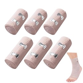 6 Stück elastikbandage,Elastischer Medizinischer Verband,Textilelastische Kompressionsverband,Elastischer Verband mit Metallclips,Elastische Bandage,für Knöchelunterstützung, Arm- Bein