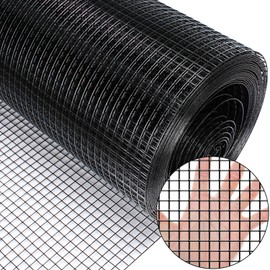 Zevemomo 48" x 50' 1/2inch PVC Hardware Cloth Vinyl Coated Chicken Wire Fence Galvanized Welded Mesh Roll for Home Garden Rabbit Cage, Black-PVC
