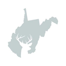 RDW West Virginia Deer State Sticker - Decal - Die Cut - Buck Hunt Hunting Rifle WV - Silver 12.13" x 12.00"