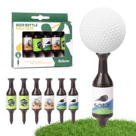 REFARICO Beer Bottle Golf Tees, 6 Pack Durable Golf Tees Plastic, Funny Golf Tees, Golf Accessories Golf Gifts for Men, Party, Reduce Friction and Enhanced Stability - Design