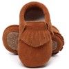 HONGTEYA Leather Baby Moccasins Hard Soled Tassel Crib Toddler Shoes